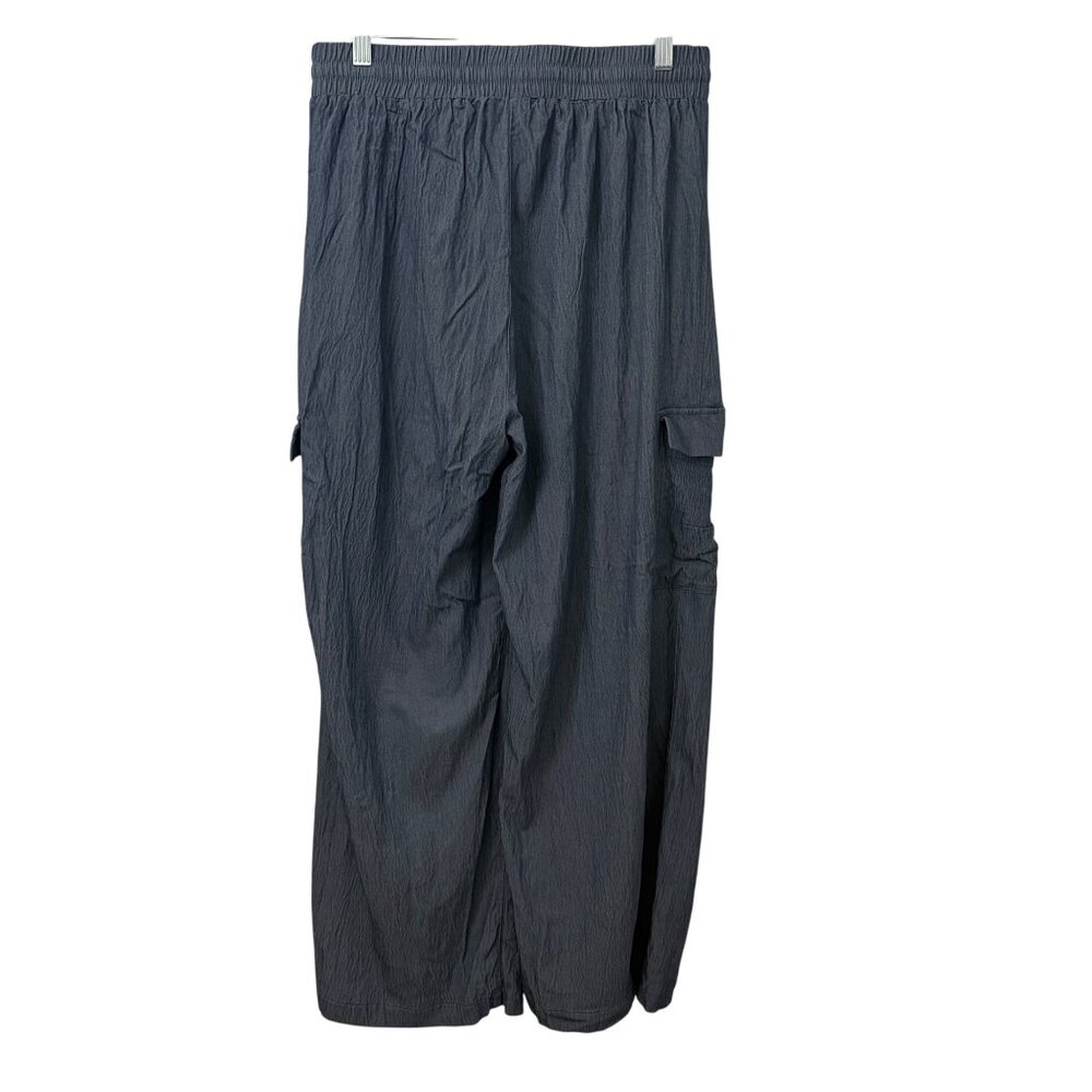 Urban Wide Leg Cargo Y2K Skater Pants High Rise Blue/Gray Streetwear Womens L - Picture 2 of 8
